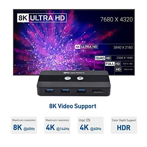 Cable Matters Cable Matters USB 3.0 KVM Switch DisplayPort 1.4 for 2 Computers, USB C to DisplayPort 1.4 Adapter, and USB C to USB Adapter Bundle
