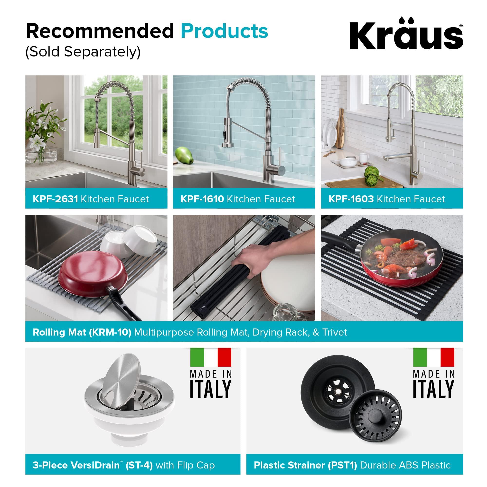 Kraus KRAUS Quarza 31-inch Drop-In/Undermount Single Bowl Granite Kitchen Sink in Black Onyx, KGD-412B