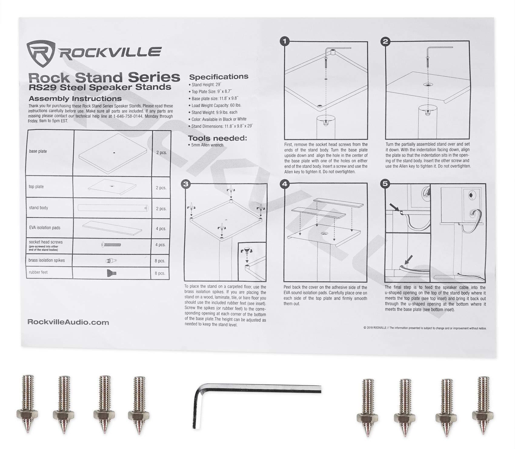 Rockville Rockville ELITE-5B 5.25" Powered Bookshelf Speakers Bluetooth/Optical+29" Stands