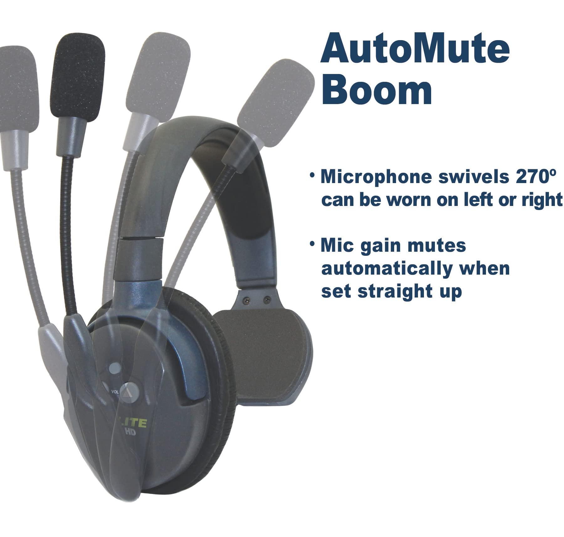 EARTEC EARTEC UL4S Ultralite-HD 4-Person Full Duplex Wireless Intercom Headset Communication System, Single Ear Headsets, Up to 1000ft Range, U.S. Company