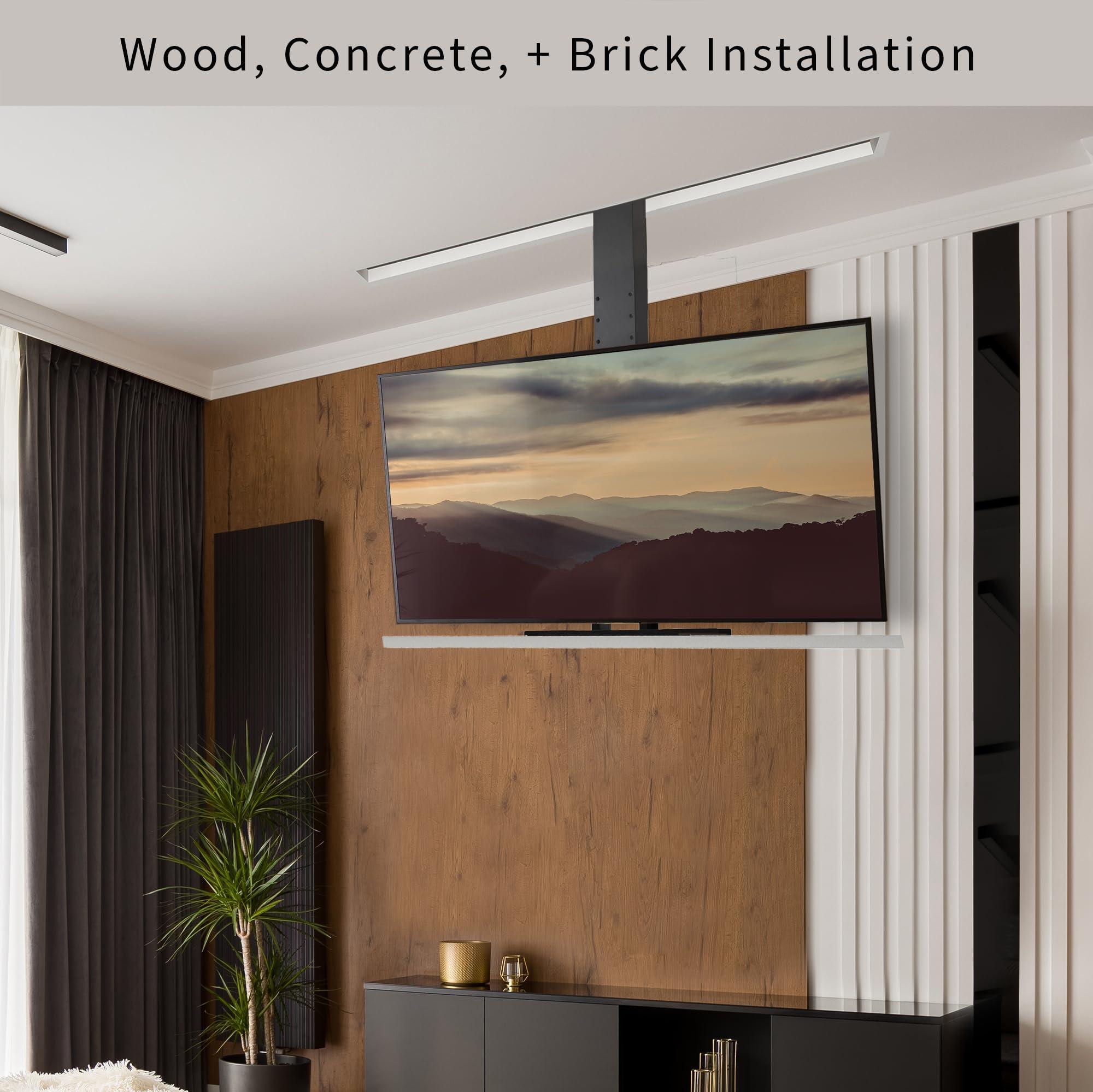 VIVO VIVO Motorized Drop Down Ceiling TV Mount for 32 to 55 inch Screens, Vertical Electric Television Bracket with Remote Control, Compact Design for Enclosures, Black, MOUNT-E-DN55