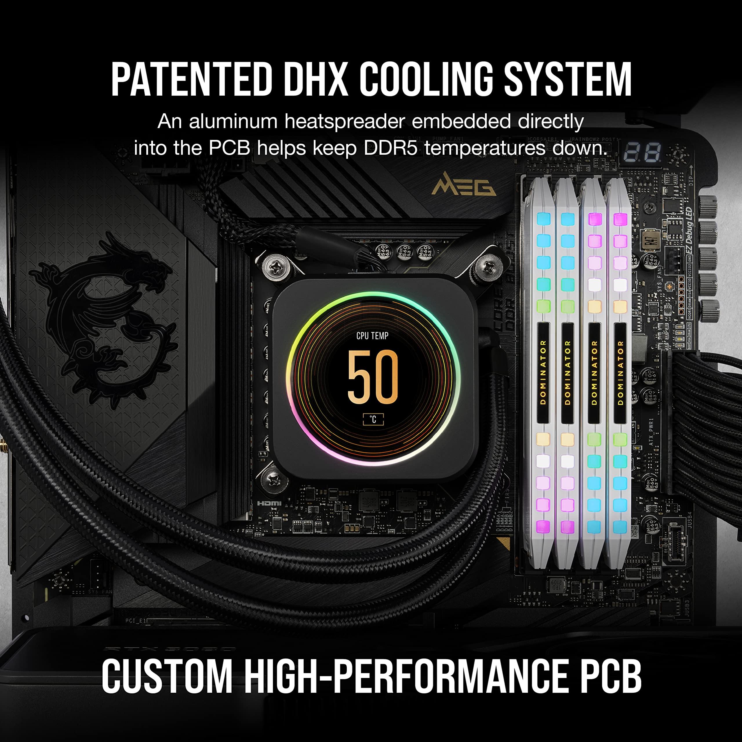 Corsair CORSAIR DOMINATOR PLATINUM RGB DDR5 RAM 32GB (2x16GB) 6200MHz CL36 Intel XMP iCUE Compatible Computer Memory - White (CMT32GX5M2X6200C36W)