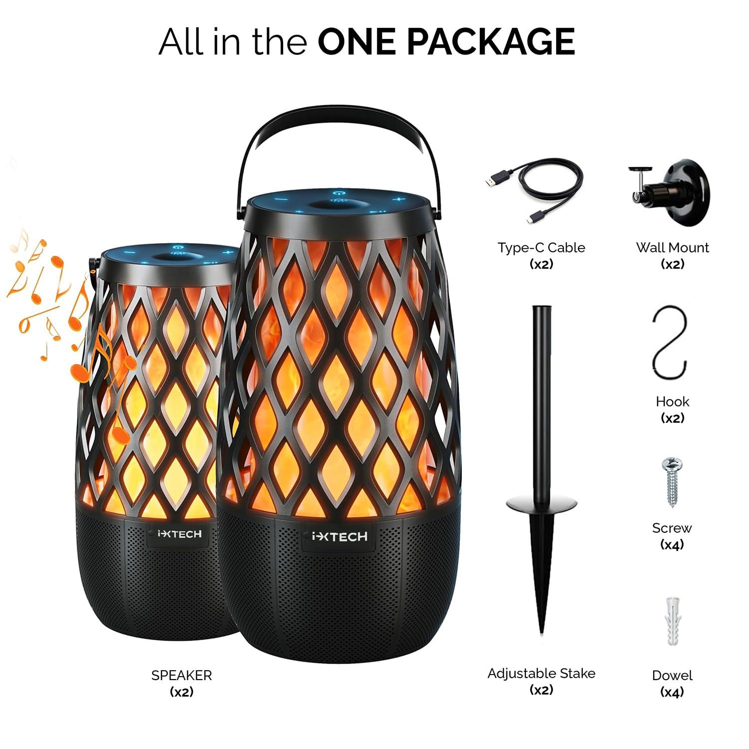 IXTECH IXTECH Outdoor Bluetooth Speakers, Waterproof Portable Bluetooth Speaker Wireless with Lights, Outdoor Gifts for Dads Mom, Multi-Sync Wireless Connection, Lantern Speakers Mountable, 2 Pack