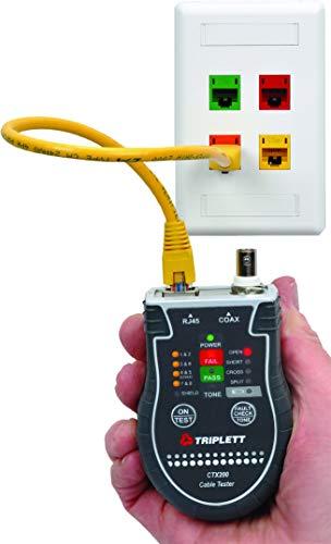 Triplett Triplett Pocket CAT LAN Tester for RJ45, CAT 5/6, and Coax Cables with Instant Pass/Fail Results (CTX200)