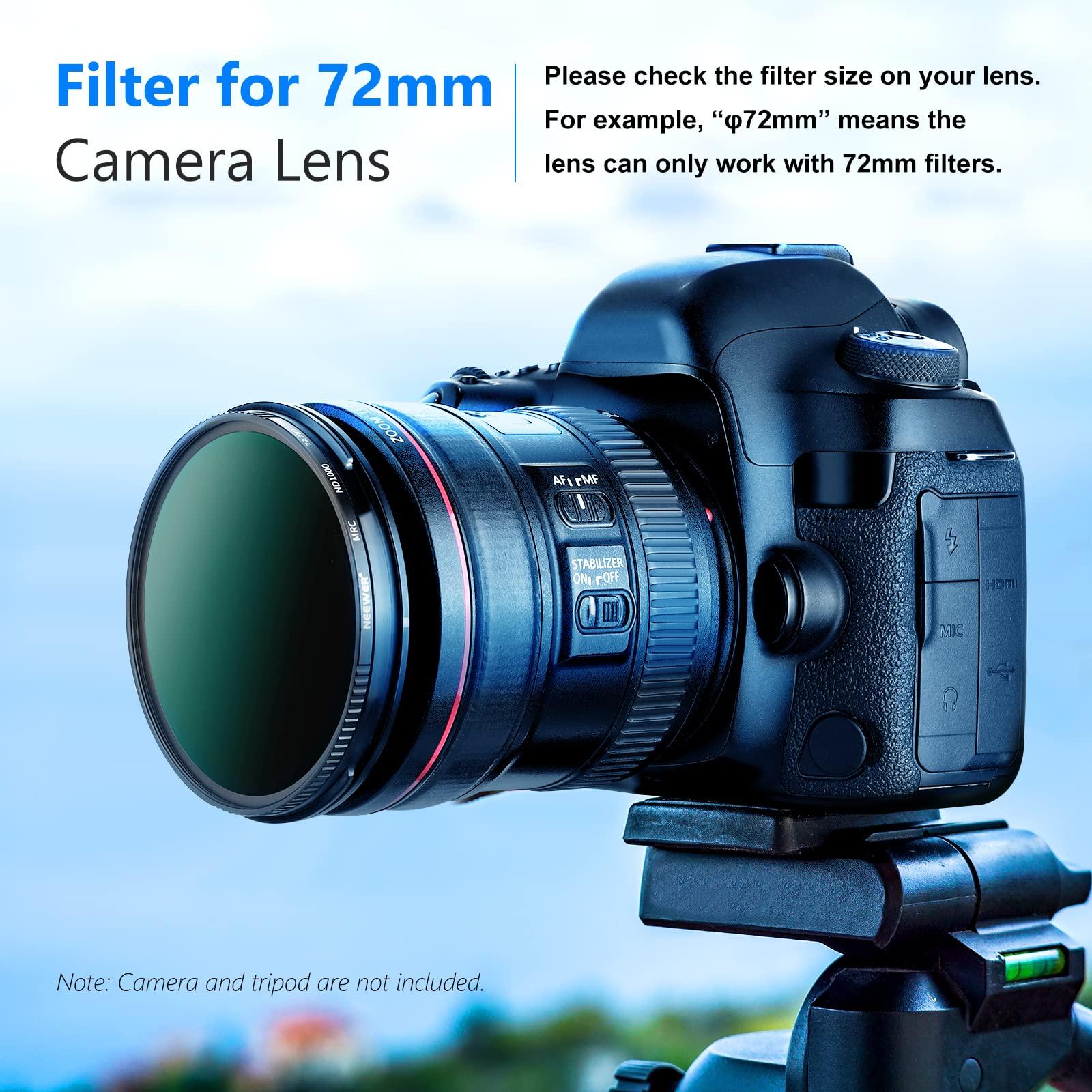 NEEWER NEEWER 77mm ND Filter ND1000 10 Stops Neutral Density Filter Multi Layer Nano Coated/HD Optical Glass/Water Repellent/Scratch Resistant/Ultra Slim Black Matte Aluminum Alloy Frame for Long Exposure