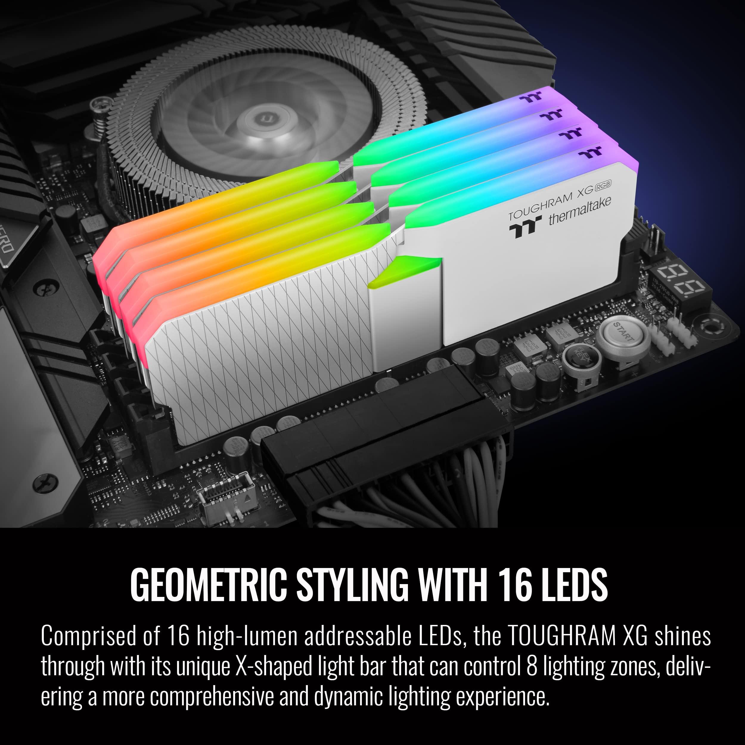 Thermaltake Thermaltake TOUGHRAM XG RGB White DDR4 4000MHz 64GB C19 (32GB x 2) 16.8 Million Color RGB Alexa/Razer Chroma/5V Motherboard Syncable RGB Memory RG06R432GX2-4000C19B