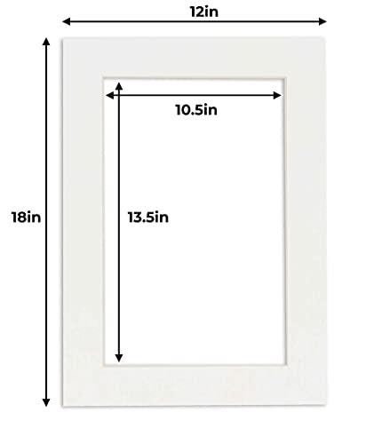 CountryArtHouse CountryArtHouse Textured White Acid Free 12x18 Picture Frame Mats with White Core Bevel Cut for 11x14 Pictures - Fits 12x18 Frame - Pack of 25 Mats