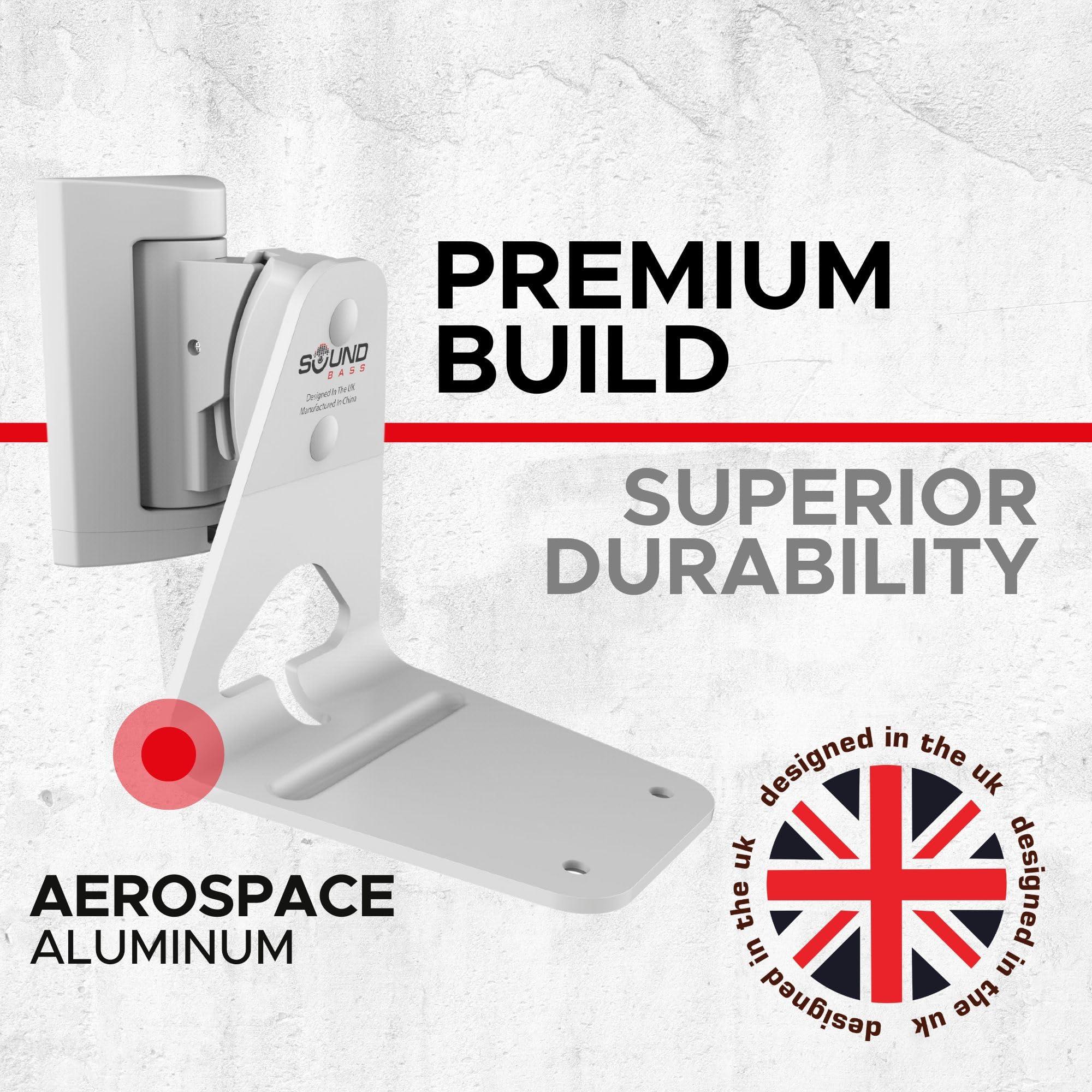 Sound Bass ERA300 Wall Mount Bracket, Tilt and Swivel, White, Twin (2pcs), Compatible with Sonos ERA 300, Effortless Installation, Includes Mounting Kit, Double, Pair