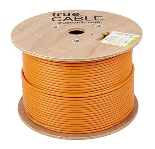 TRUE CABLE trueCABLE Cat6A Shielded Riser (CMR), 1000ft, Orange, 23AWG Solid Bare Copper, 750MHz, PoE++ (4PPoE), ETL Listed, Overall Aluminum Foil Shield (F/UTP), Bulk Ethernet Cable