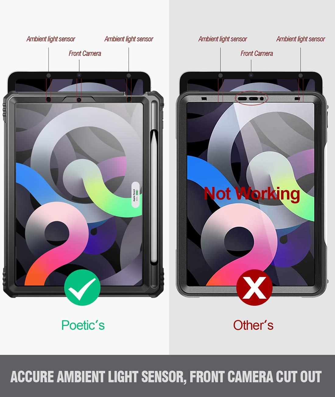 Poetic Poetic Revolution Case Designed for iPad Air 5 / iPad Air 4 10.9 inch, Full-Body Rugged Shockproof Protective Cover with Kickstand and Built-in-Screen Protector, Black