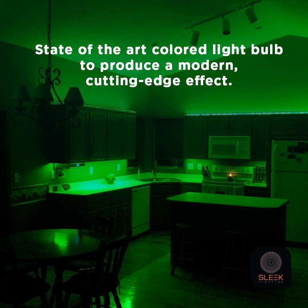 SLEEKLIGHTING SLEEKLIGHTING LED A19 Green Light Bulb, 120 Volt - 3-Watt Energy Saving - Medium Base - UL-Listed LED Bulb - Lasts More Than 20,000 Hours