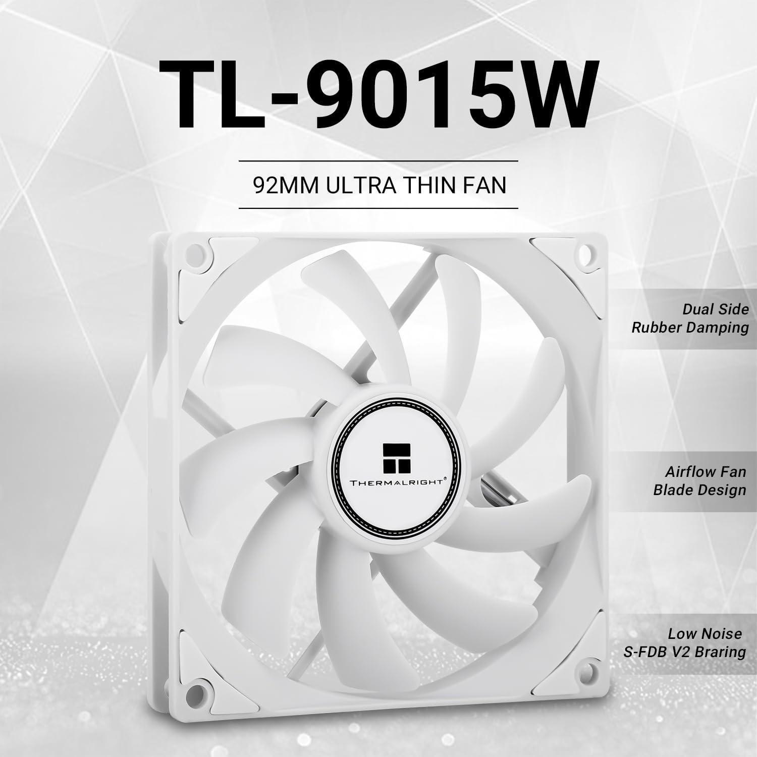 Thermalright Thermalright TL-9015W 9cm Slim Fan White Fan,Hydraulic Bearing 15mm Slim Case Fan,4pin PWM 2700 RPM.