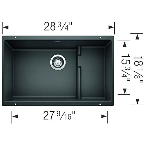BLANCO BLANCO, Anthracite 519450 PRECIS CASCADE SILGRANIT Undermount Kitchen Sink with Colander