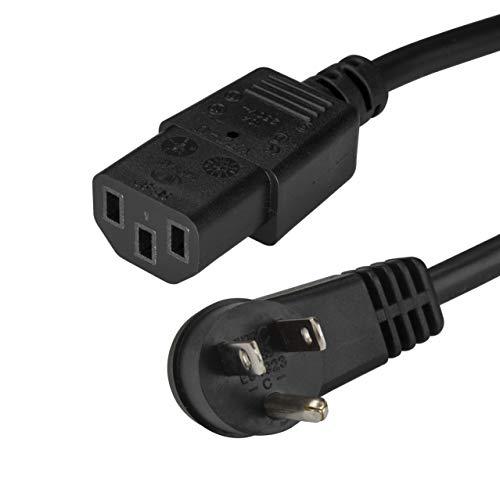 StarTech.com StarTech.com 6ft (2m) Computer Power Cord, Right Angle NEMA 5-15P to C13, 10A 125V, 18AWG, Replacement AC Power Cord, PC Power Supply Cable, Printer / Monitor Power Cord - UL Listed (PXTR1016)