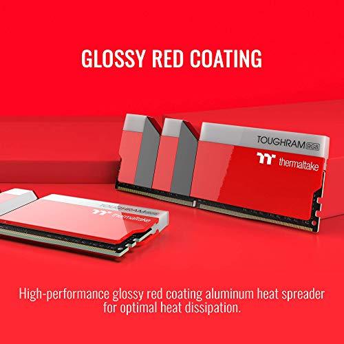 Thermaltake Thermaltake TOUGHRAM RGB DDR4 3600MHz 16GB (8GB x 2) 16.8 Million Color RGB Alexa/Razer Chroma/5V Motherboard Syncable RGB Memory- Racing Red (RG25D408GX2-3600C18A)