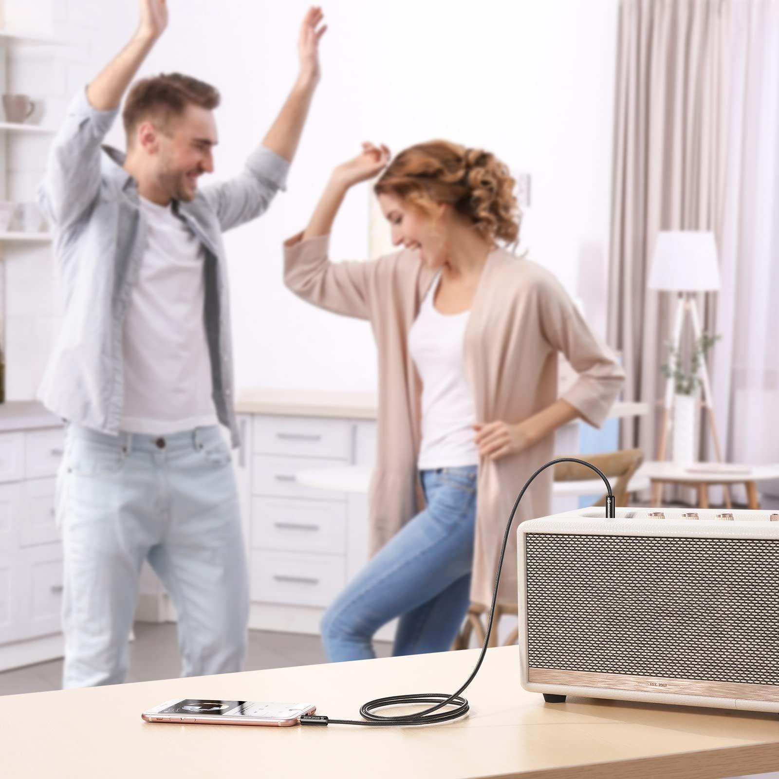 Syncwire Syncwire 3.5mm Nylon Braided Aux Cable (3.3ft/1m,Hi-Fi Sound), Audio Auxiliary Input Adapter Male to Male Cord for Headphones, Car, Home Stereos, Speaker, iPhone, iPad, iPod, Echo & More Black