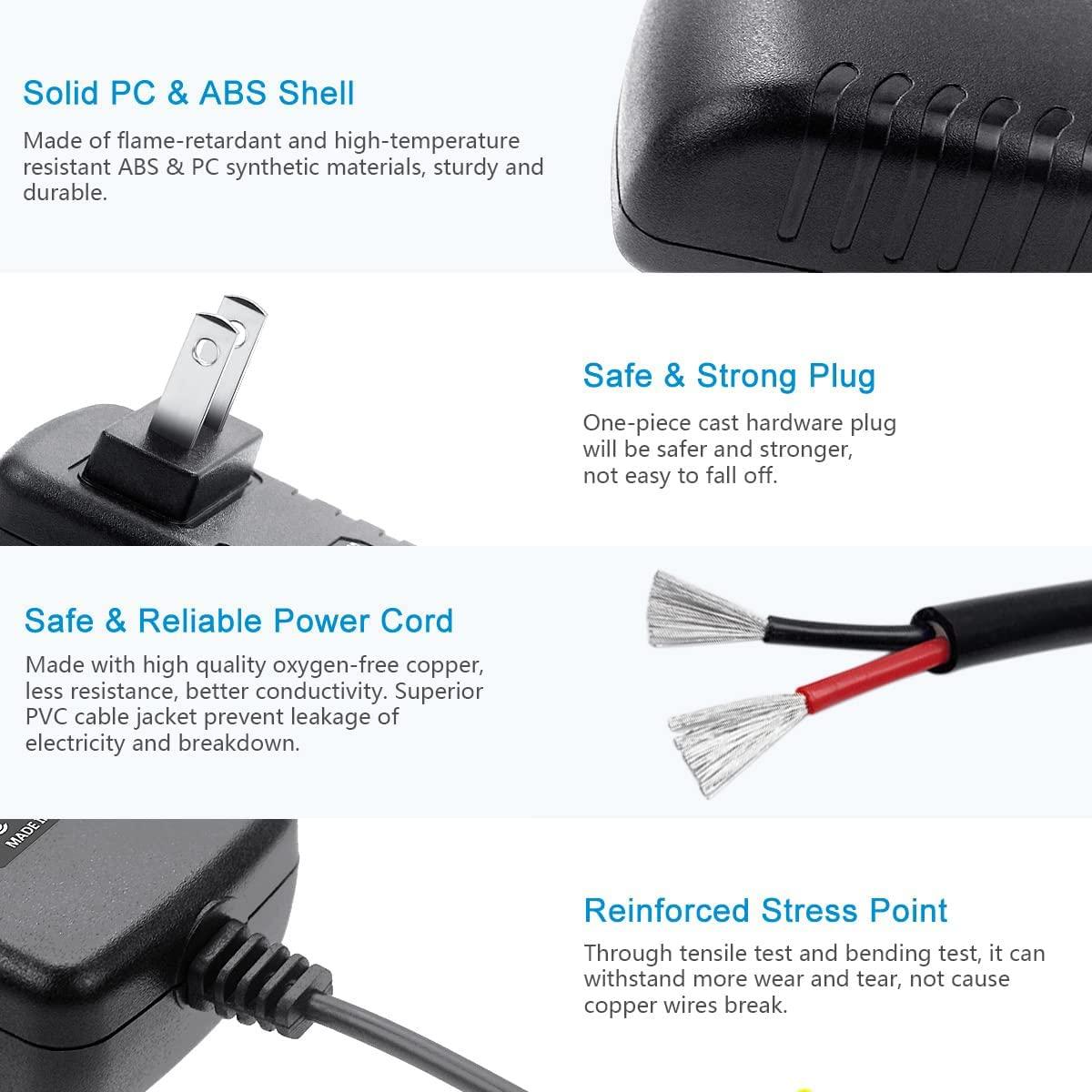 BestCH BestCH AC DC Adapter Compatible with Midland WR-100 WR-100B WR100 WR100B Weather Alert Radio Power Supply Cord