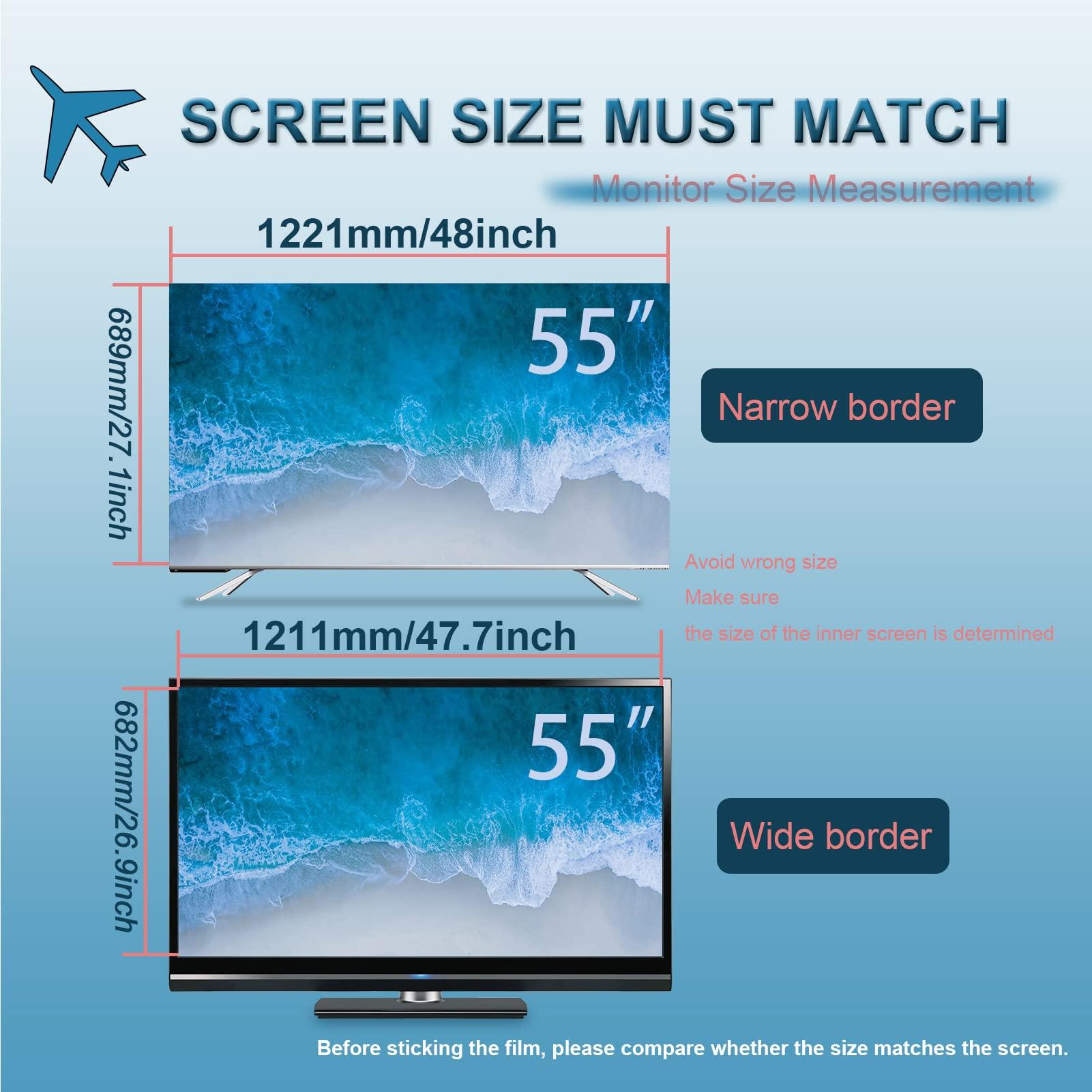 JCSKY JCSKY 55 Inch Matte Anti-Glare TV Screen Protector, Dustproof Anti Scratch Anti Blue Light Film, Dust-Proof, Reduce Eye Fatigue Anti-Myopia, 55inch(1211x682mm)