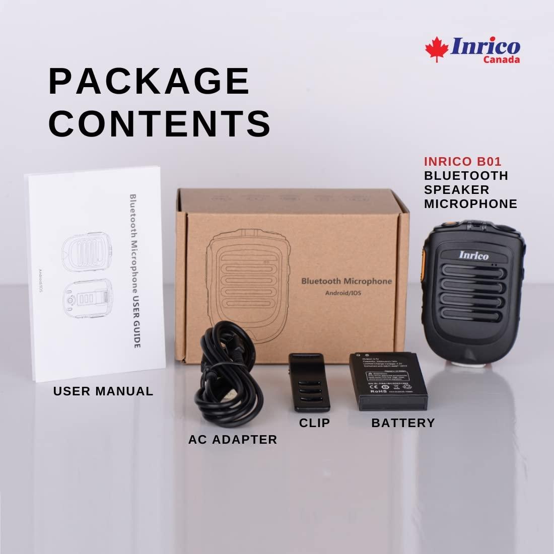 Inrico Inrico B01 Wireless Bluetooth Speaker Microphone B02 Works with Android and iOS on Applications Such As Zello, RealPTT