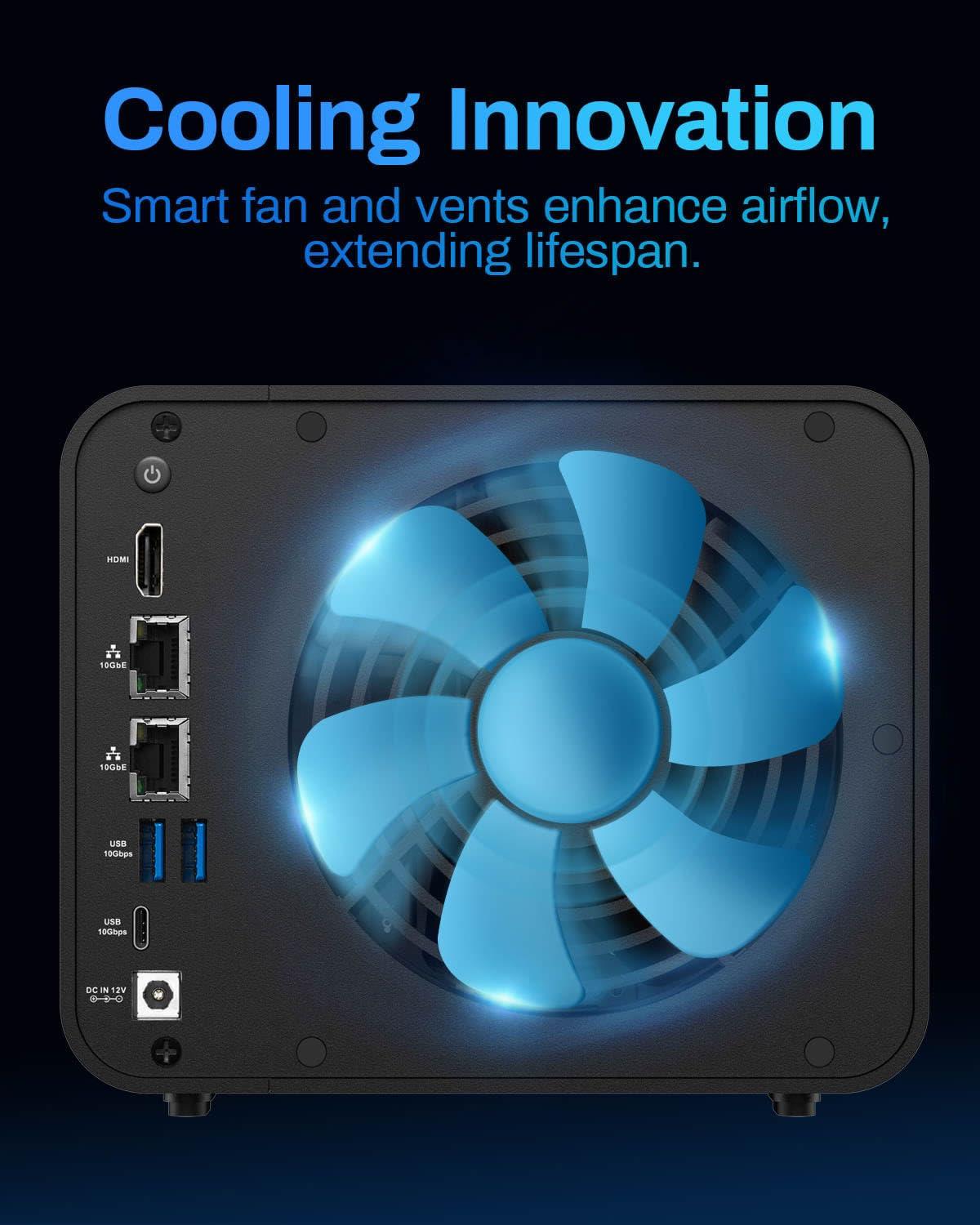 TERRAMASTER TERRAMASTER F4-424 Max NAS Storage - 4Bay Core i5 1235U 10-Cores 12-Threads, 8GB DDR5 RAM, Dual 10GbE Ports, Network Attached Storage Peak Performance for Business (Diskless)