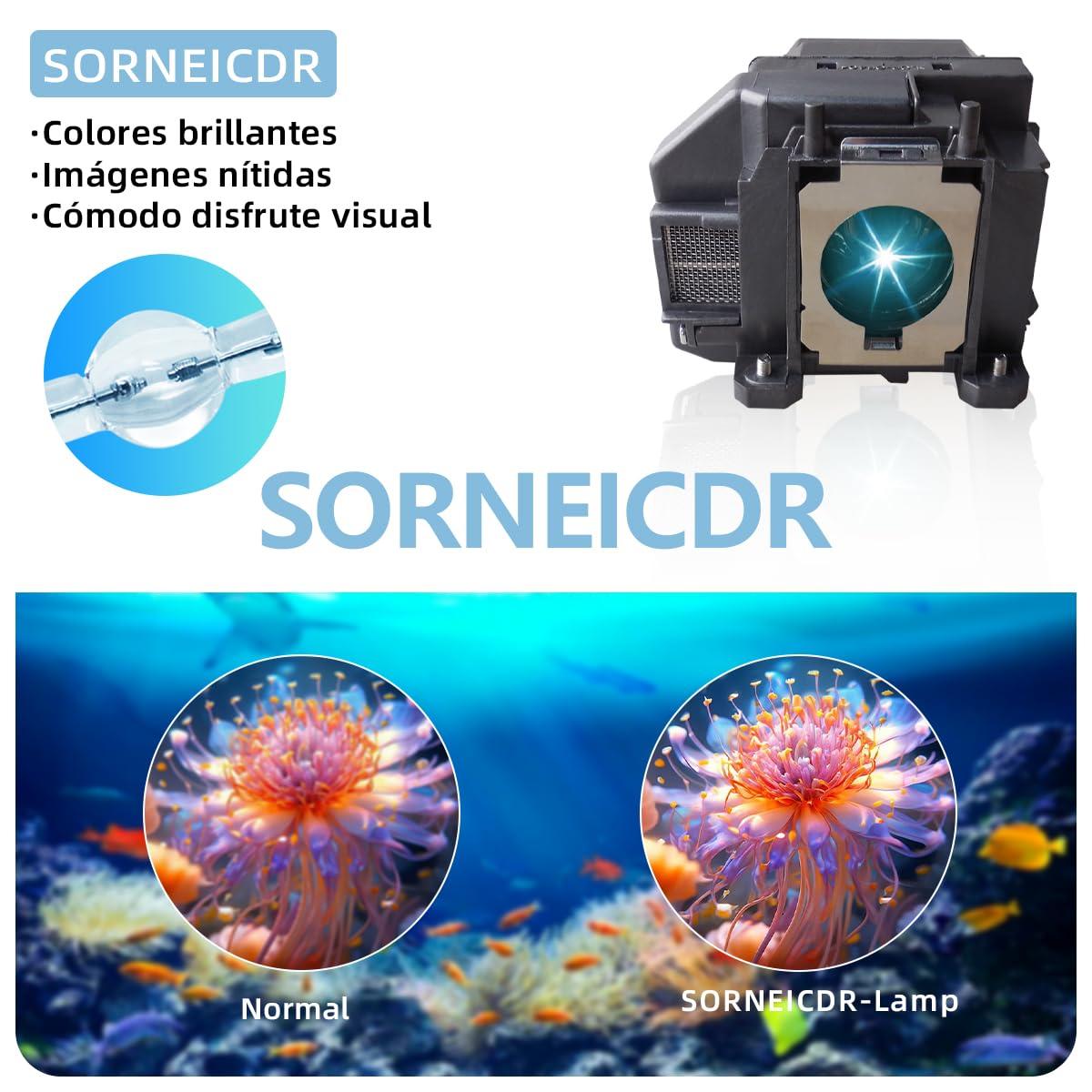 SORNEICDR Projector Lamp for Epson EL PLP67/V13H010L67 EB-S02 EB-S02H EB-X11 EH-TW480 EH-TW550 EB-X12 EB-X02 EB-S01 EB-S11 EB-S12 Home Cinema 500 707HD 710HD 7 50HD H436B H433B EX3210 EX3212, with Housing