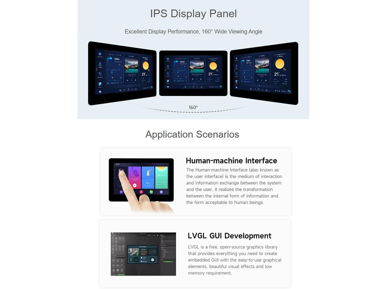 waveshare waveshare ESP32-S3 4.3inch Capacitive Touch LCD Development Board Type B with Case 800480 Solution IPS Display with 2.4GHz WiFi and BLE 5 Support,32-bit LX7 Dual-core Processor