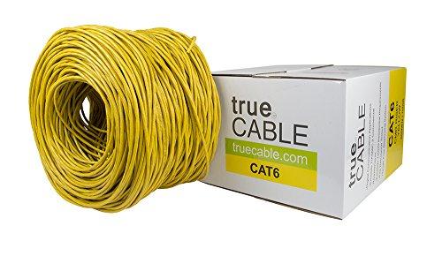 TRUE CABLE trueCABLE Cat6 Riser (CMR), 1000ft, Yellow, 23AWG 4 Pair Solid Bare Copper, 550MHz, PoE++ (4PPoE), ETL Listed, Unshielded Twisted Pair (UTP), Bulk Ethernet Cable