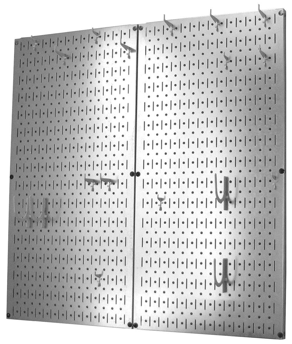 Wall Control Wall Control Kitchen Pegboard Organizer Pots and Pans Pegboard Pack Storage and Organization Kit with Metallic Silver Pegboard and White Accessories