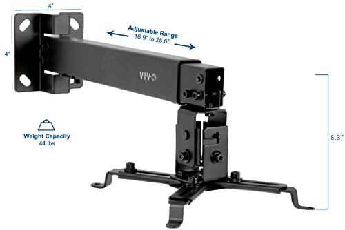 VIVO VIVO Universal Adjustable Wall Ceiling Projector Mount Bracket, Extendable Length Projection, Black, MOUNT-VP06B