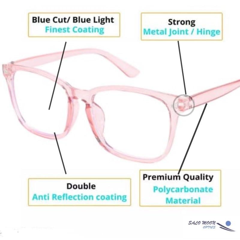 SALO MOON OPTIC SALO MOON OPTIC Anti-Reflective Reading Glasses with Blue Light Blocking Technology Ideal for Gaming and Computer Work (TRANSPARENT PINK)