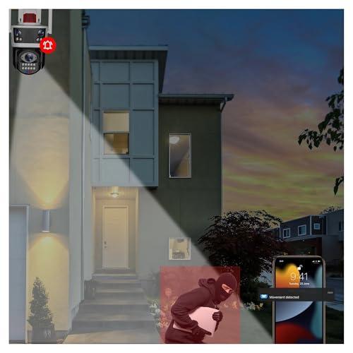 QDVOPHZA QDVOPHZA 8MP 18X Optical Zoom Dual Lens 4G/WiFi IP Camera Full Color Human Detection Wireless PTZ Home Security CCTV Surveillance Monitor(E/U_6MP 4G ADD 64G)