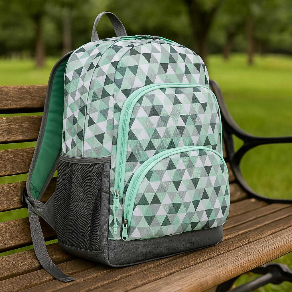 Eastsport Eastsport Laptop Backpack, Multipurpose Casual Daypack, Triple Compartments Bookbag for College, Hiking, Work, 18 Inches, Mint Blue