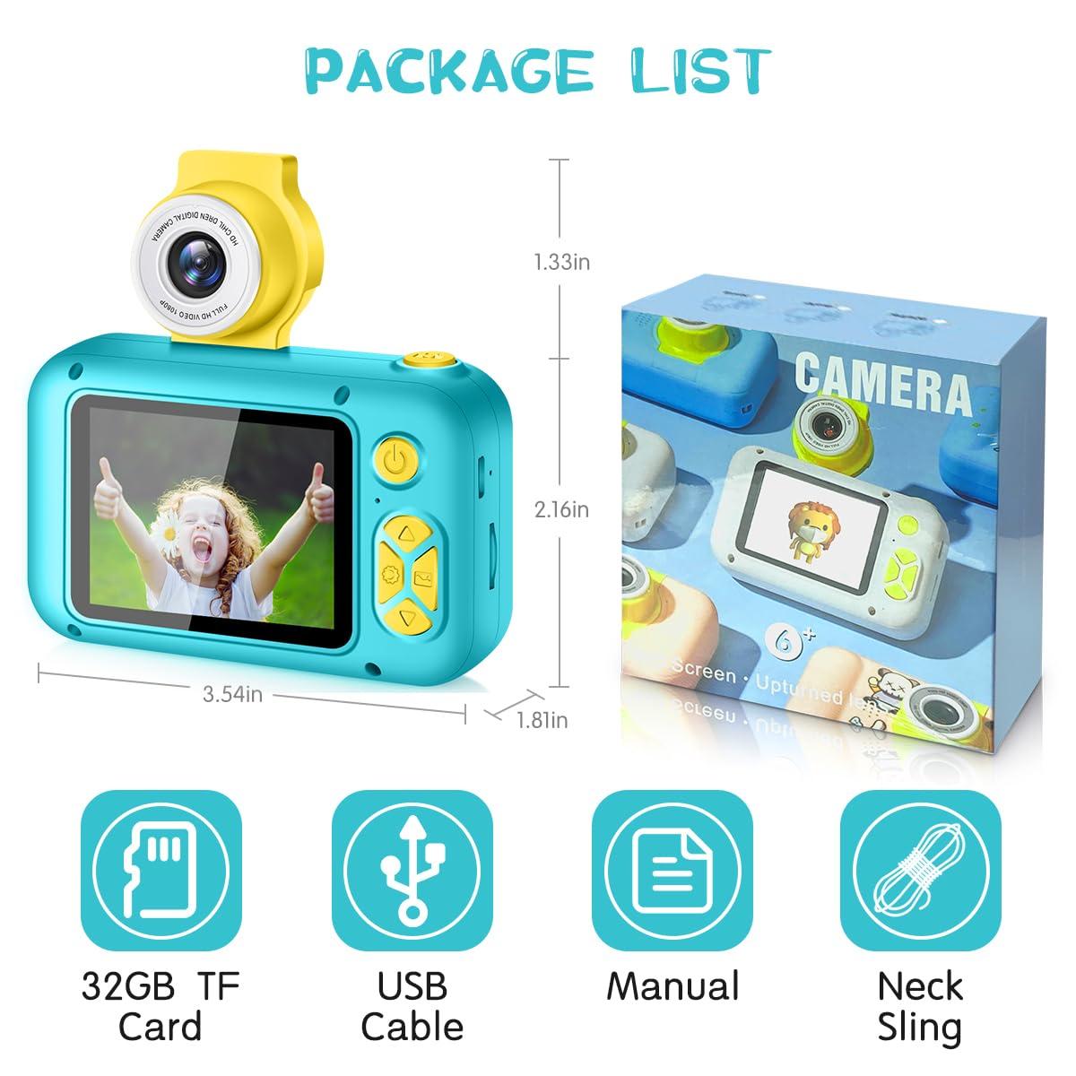 ARNSSIEN ARNSSIEN Kids Camera, Toddler Kid Digital Camera with 180Flip Lens & 2.4in IPS Screen, Birthday Festival Gifts Present Toy for 4 5 6 7 8 9 10 11 Year Old Girls/Boys, 32 GB Card Included, X101