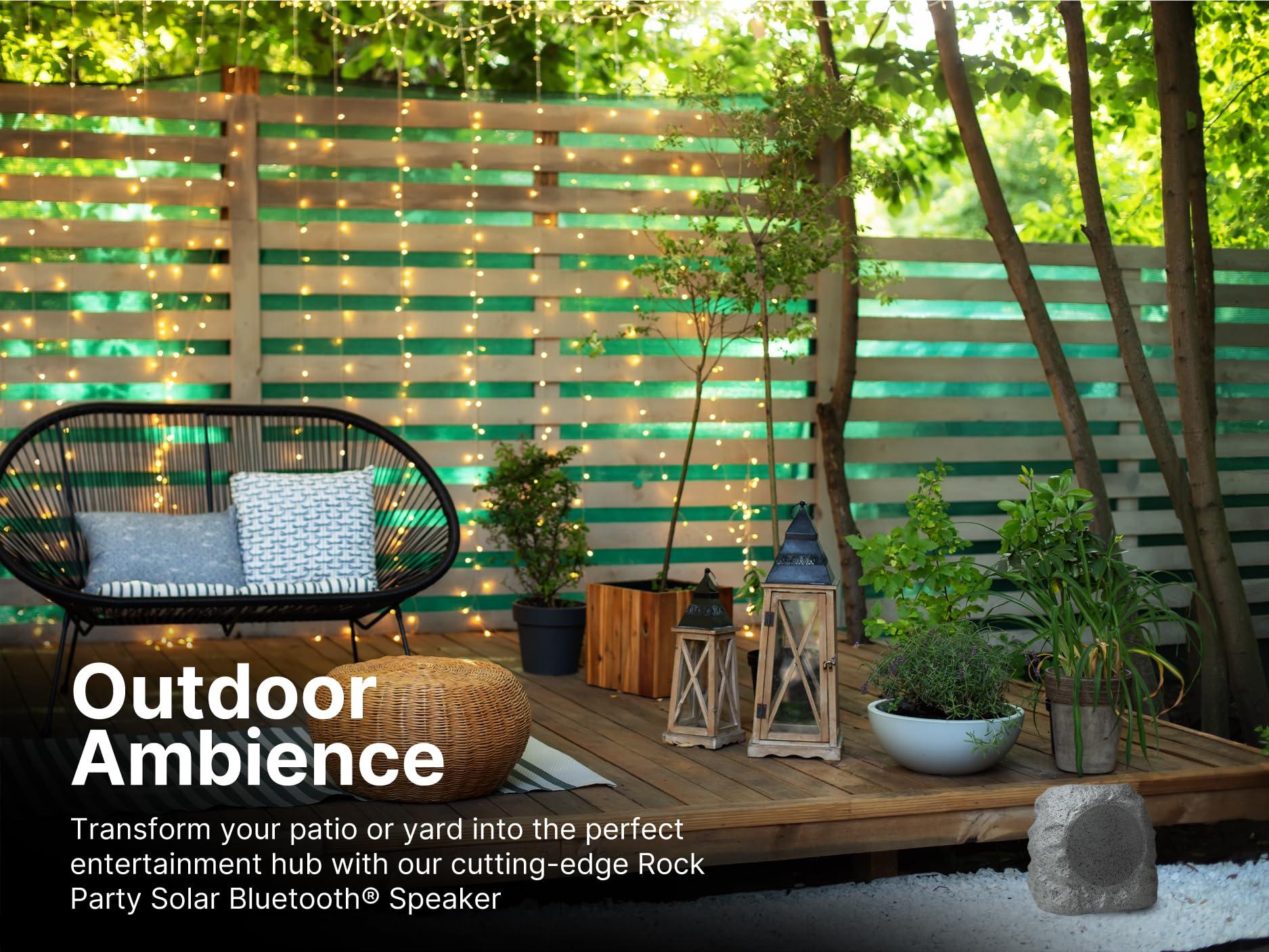 Emerson Emerson ERS-1001 Bluetooth Waterproof Outdoor Rock Speaker with Solar Charging, Built-in Rechargeable Battery, and Rugged Design Ideal for Outdoor Music, Parties, and Backyard Entertainment