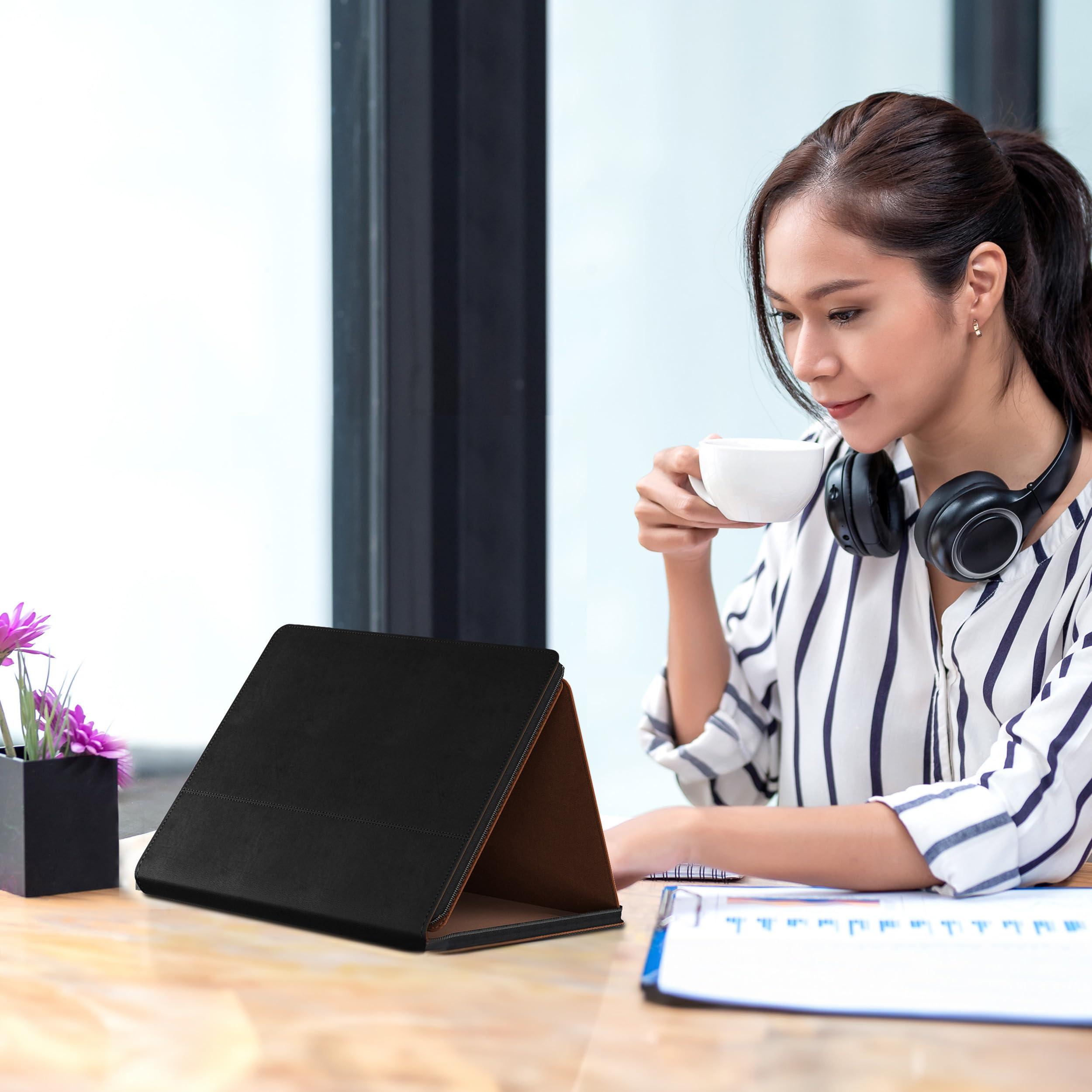 KHOMO KHOMO Universal Padfolio Case - Portfolio Organizer for Tablet 8.5 up to 11 inch –PU Leather Notebook Pad Holder Folder for iPad, Air, Pro & Others