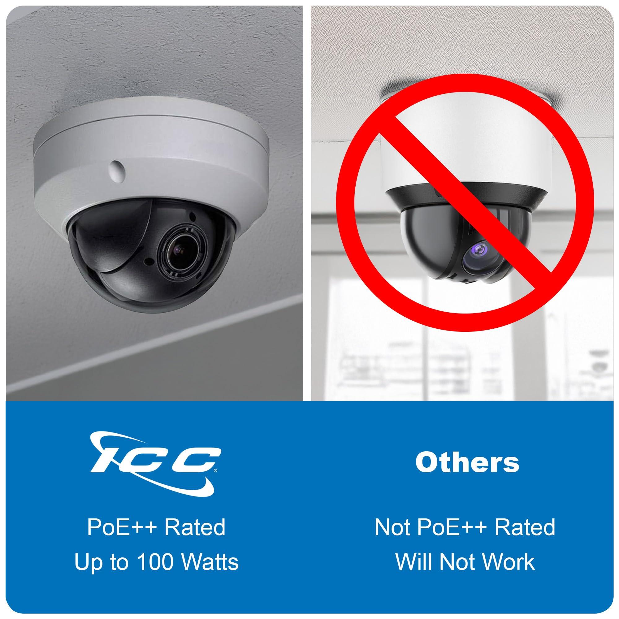 ICC ICC Cat6A CMP Plenum 1000ft FTP 23AWG Solid Pure Copper, True Plenum Certified by UL Bulk Ethernet Cable on Reel, PoE++, 650MHz, USA Made, National Electrical Code Compliant, Blue