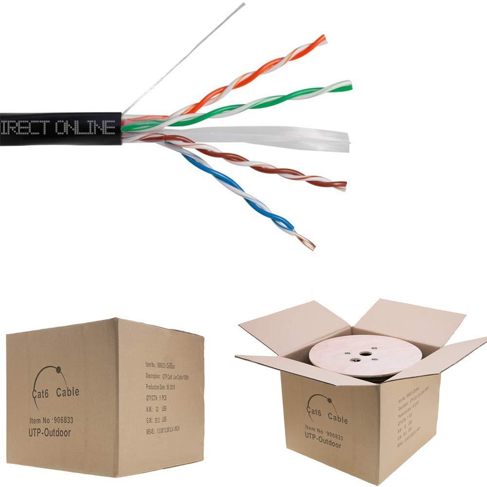 Cables Direct Online Cables Direct Online CAT6 1000ft Outdoor 23 AWG 550MHz Ethernet Cable UTP Copper Clad Aluminum Bulk Wire Solid Direct Burial UV