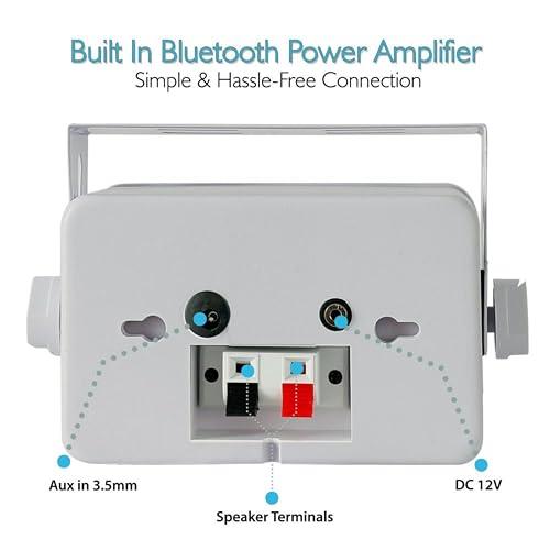 Pyle Pyle Outdoor Waterproof Wireless Bluetooth Speaker - 3.5 Inch Pair 3-way Active Passive Weatherproof Wall, Ceiling Mount Dual Speakers System w/ Heavy Duty Grill, Patio, Indoor Use -PDWR42WBT (White)