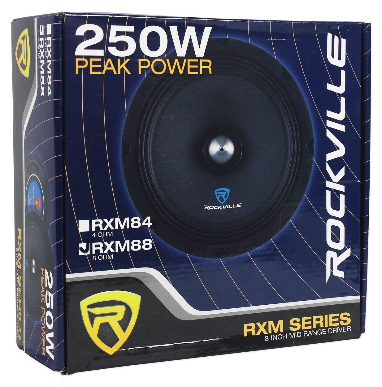 Rockville Rockville (8) RXM88 8" 500w 8 Ohm Mid-Range Drivers Speakers, Made w/Kevlar Cone