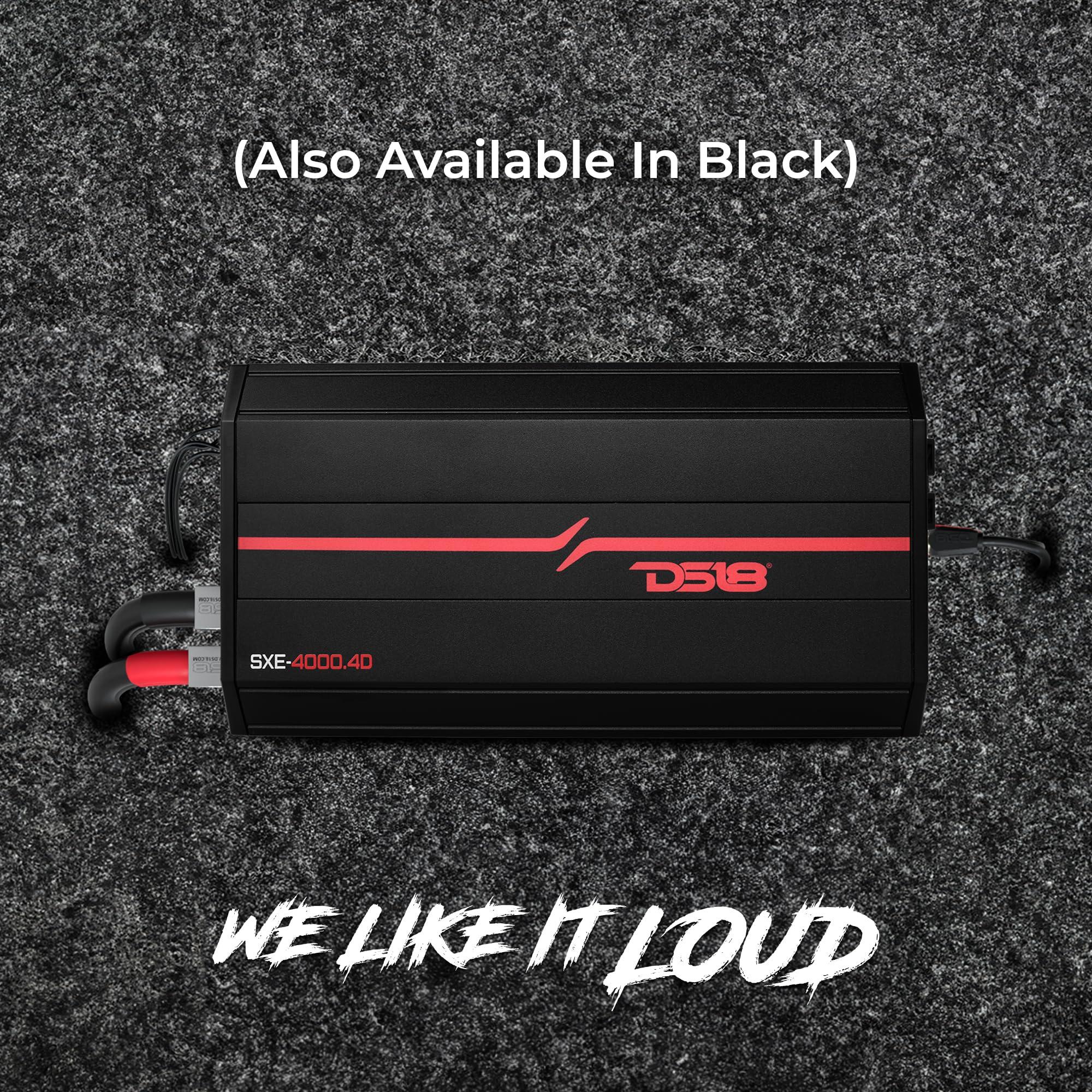DS18 DS18 SXE-4000.4D/RD Car Amplifier Stereo Full-Range Class D 4-Channel 275x4 RMS @4 OHM 4000 Watts - Powerful and Compact Amp for Speakers in Car Audio System