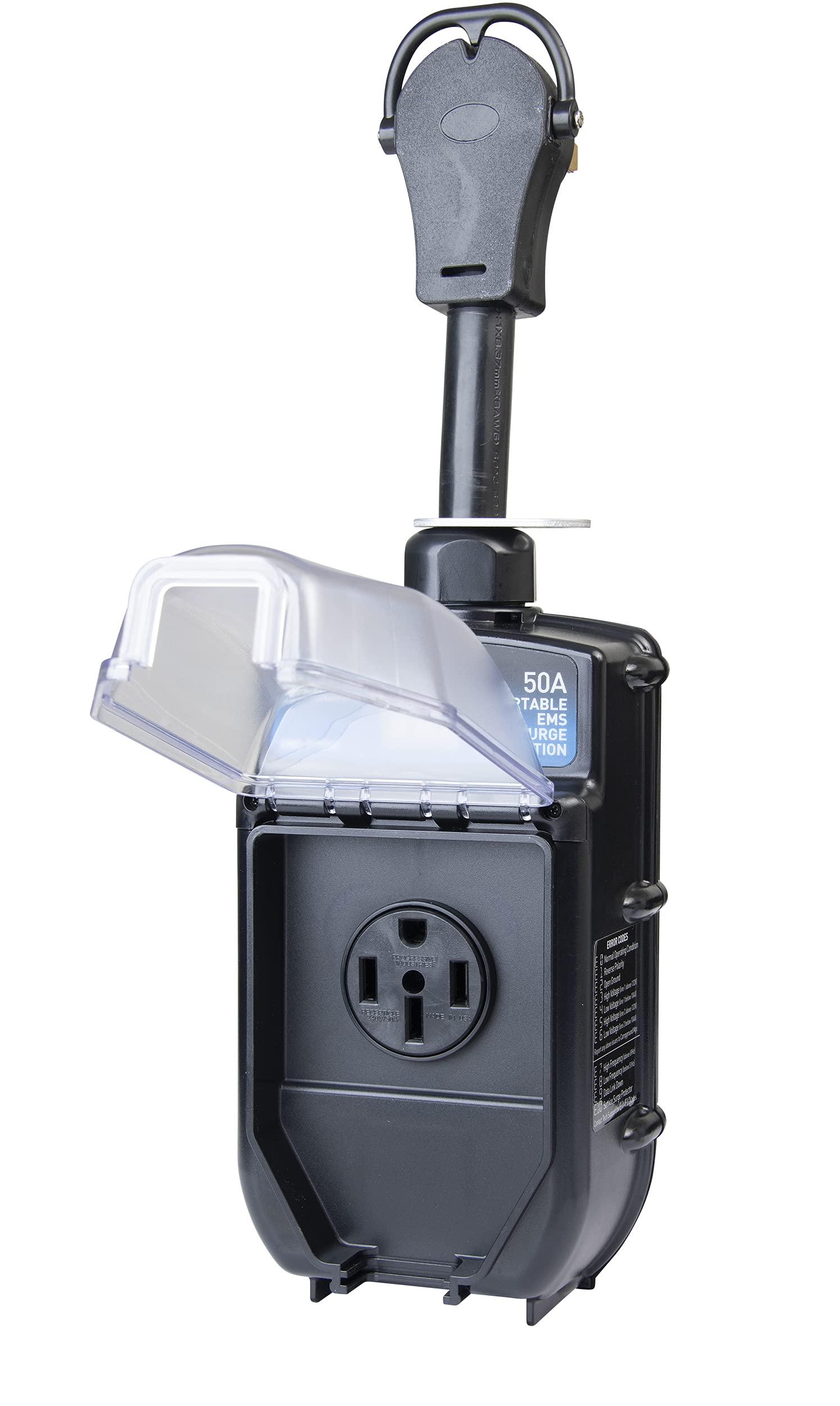 Progressive Industries PROGRESSIVE INDUSTRIES RV Surge Protector 50 Amp with Electrical Management System, Portable, EMS-PT50X & Tri-Lynx 00015 Lynx Levelers - 10 Pack, Orange