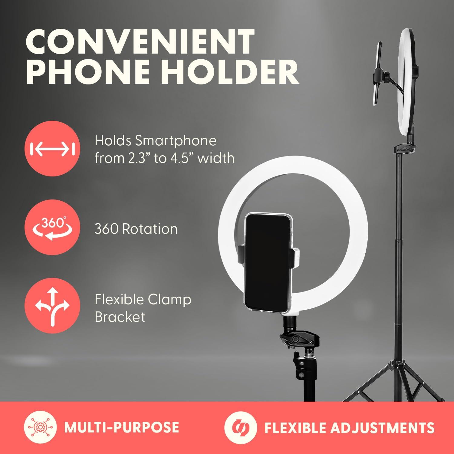 SQUATZ SQUATZ 11 LED 12W Selfie Ring Light R11 with Wired Control, Tripod Stand with 6 Sections, Phone Holder, Adjustable Brightness Levels for Influencers, YouTube, TikTok, and Barbers.