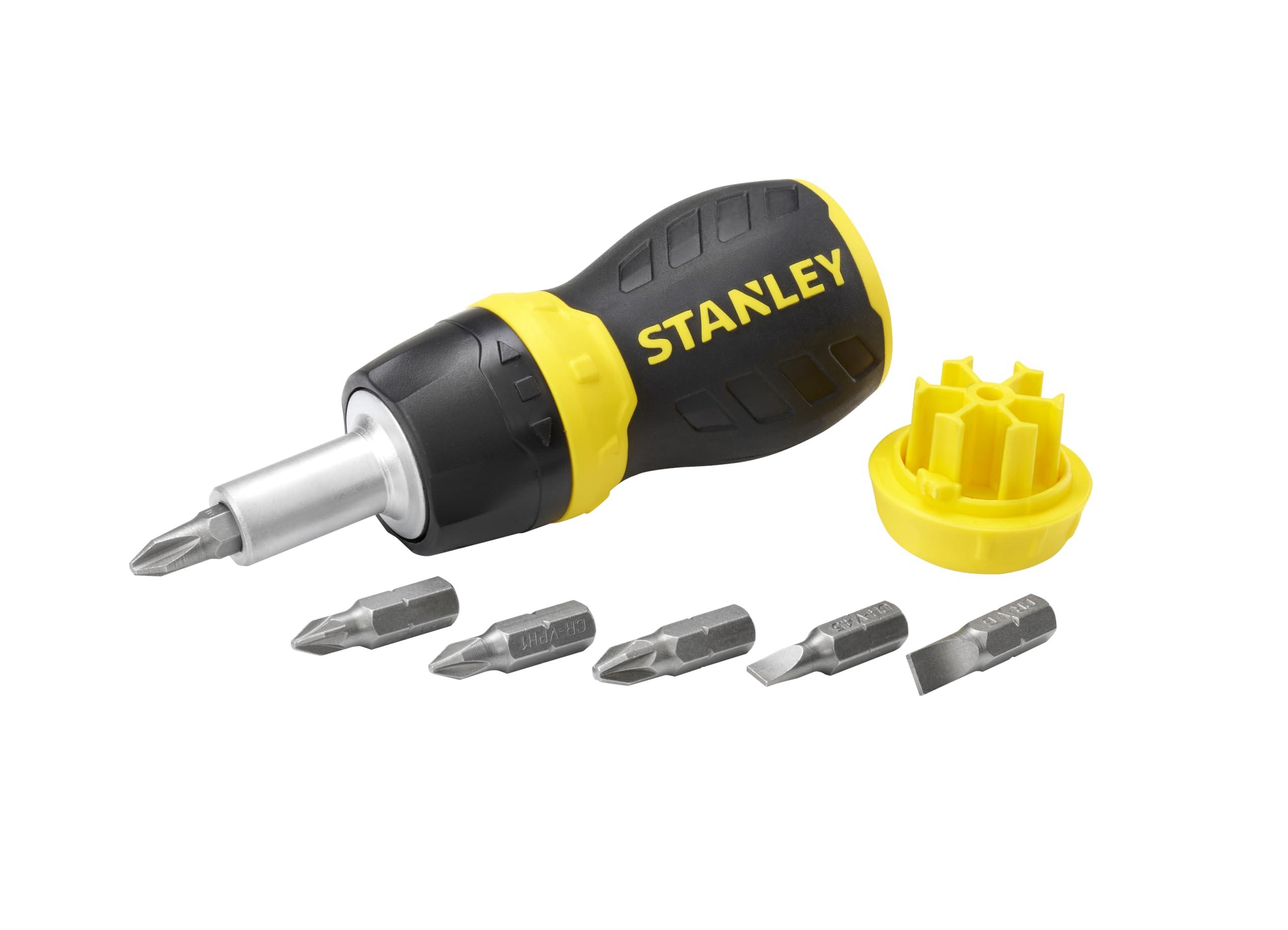 Stanley STANLEY Multi Screwdriver, Stubby Ratcheting, Including 6 Interchangeable Bits (66-358)