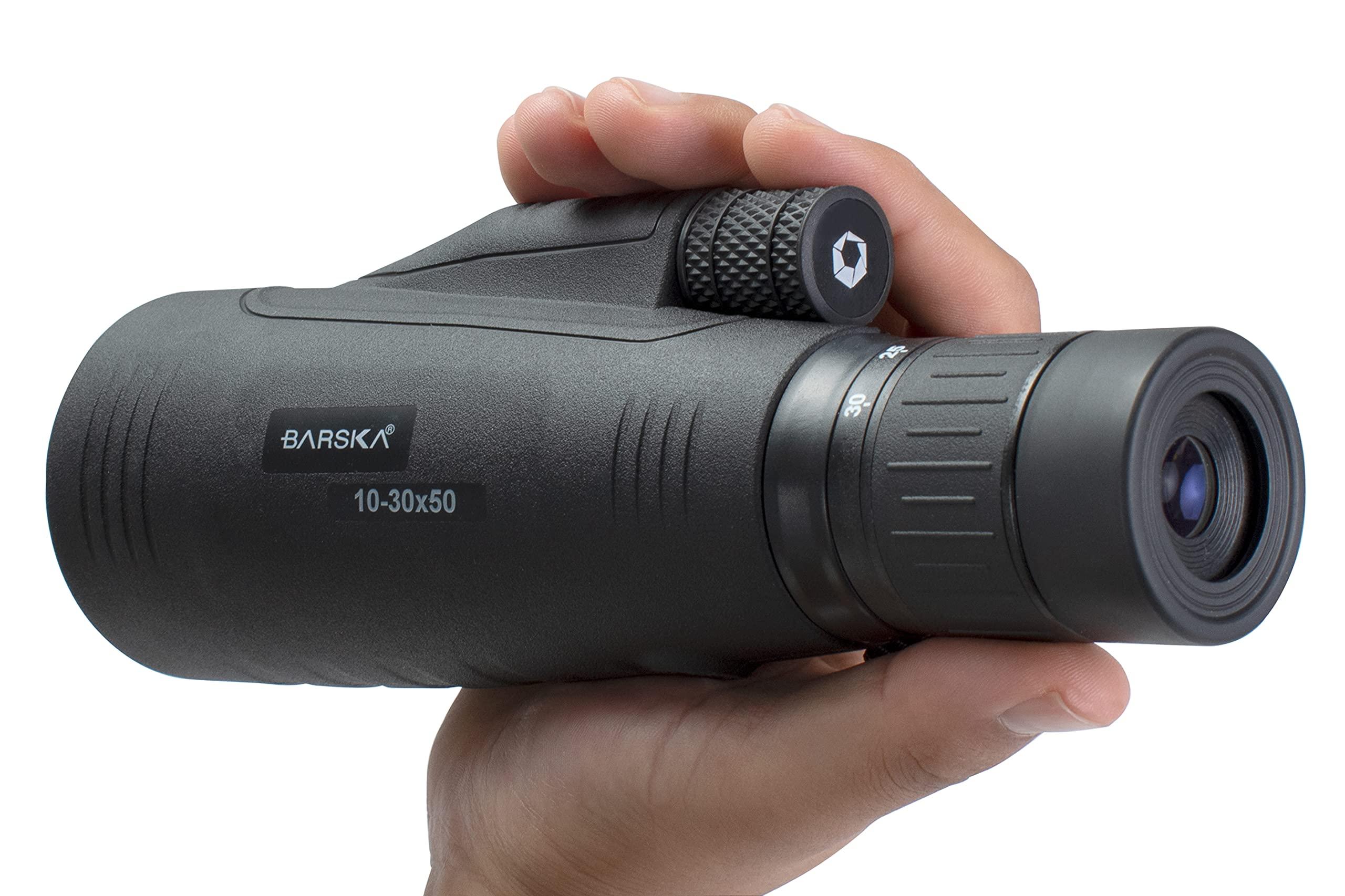 BARSKA BARSKA 10-30x50mm Blackhawk Precision Zoom Monocular for Bird Watching, Travel, Hunting, Boating, and Camping.