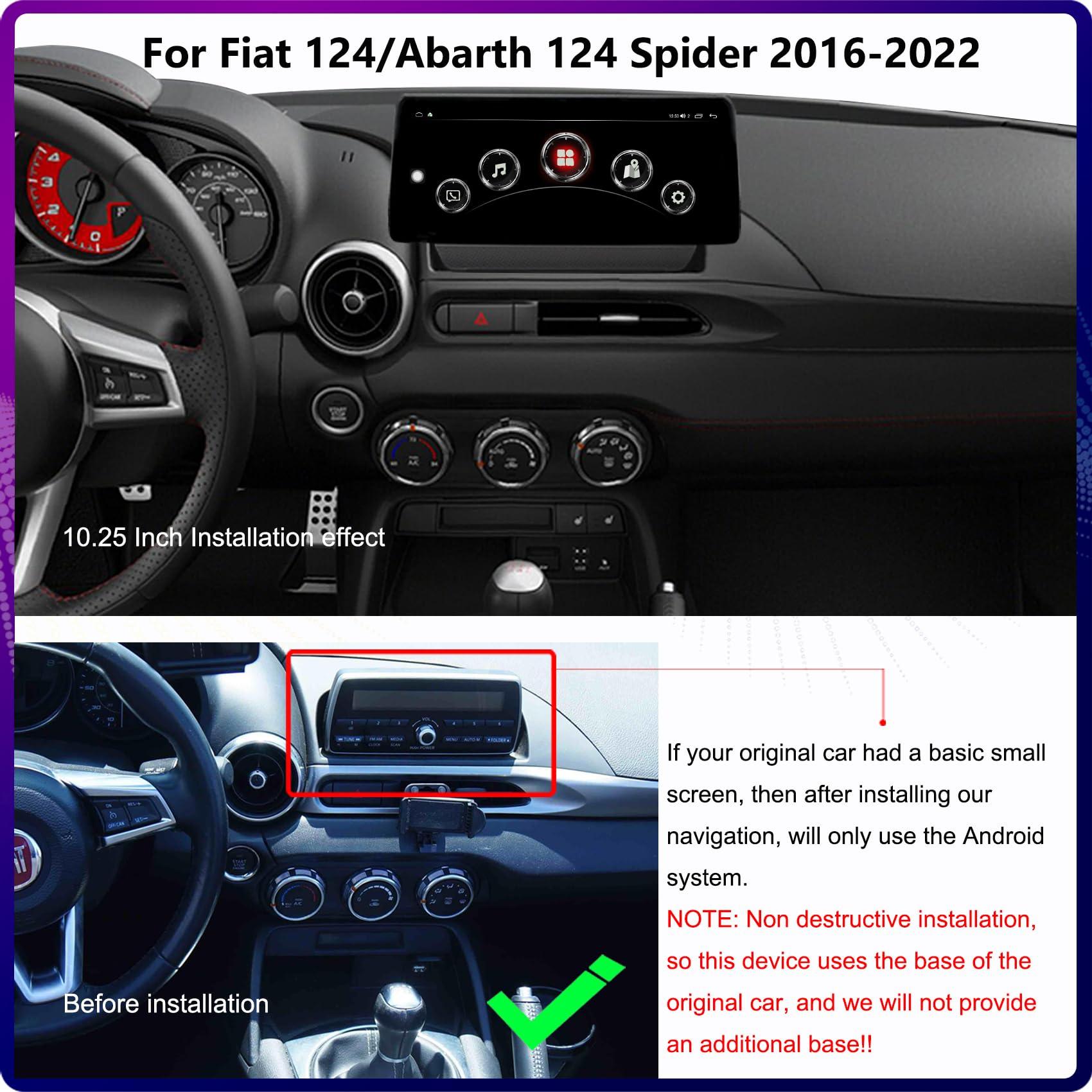 AIDEGG AIDEGG 10.25 Inch Android 12 Car Stereo Radio For Fiat 124/Abarth 124 Spider 2016 2017 2018 2019 2020 2021 2022 6+128GB Touch Screen Multimedia Video Player Head Unit Wireless CarPlay Android AuTo GPS