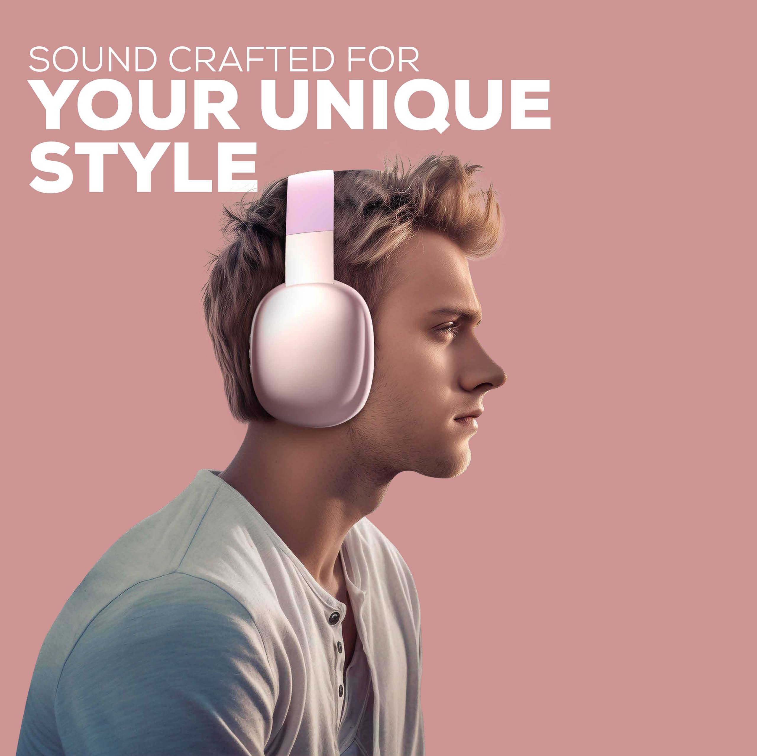 Gabba Goods Gabba Goods Wireless Over Ear Bluetooth Headphones with Microphone - Wireless Headset -Noise Reduction - Bluetooth, Wired,Built in Micro SD for Travel, Home, Work TV,PC,Gaming,Cellphone (Pink)