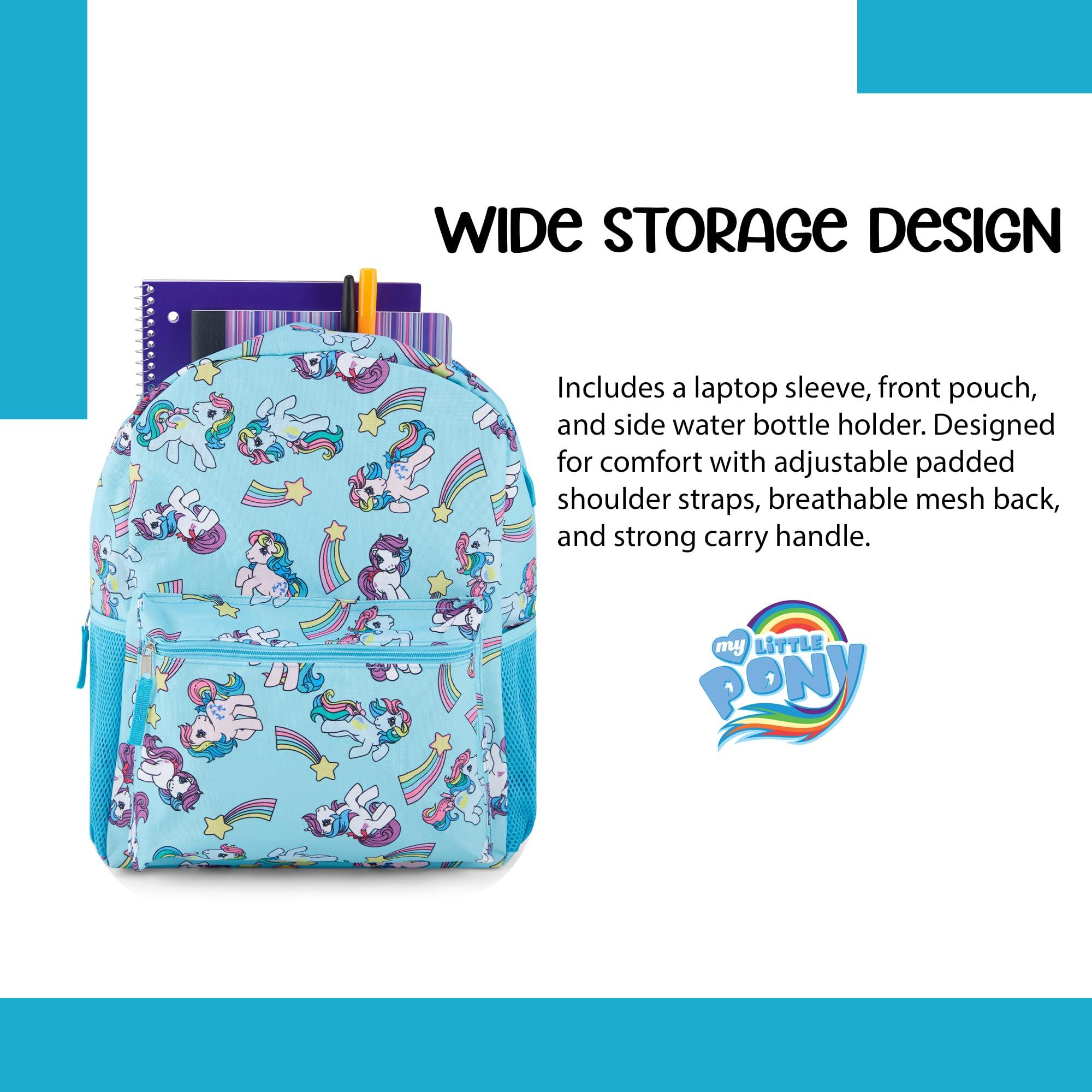 My Little Pony My Little Pony Classic Backpack - Twilight Sparkle, Rainbow Dash, and Fluttershy - MLP Kids School Bag - 16" Backpack with Front Pocket and Laptop Sleeve - Bookbag for Girls and Boys - Toddler & Kids