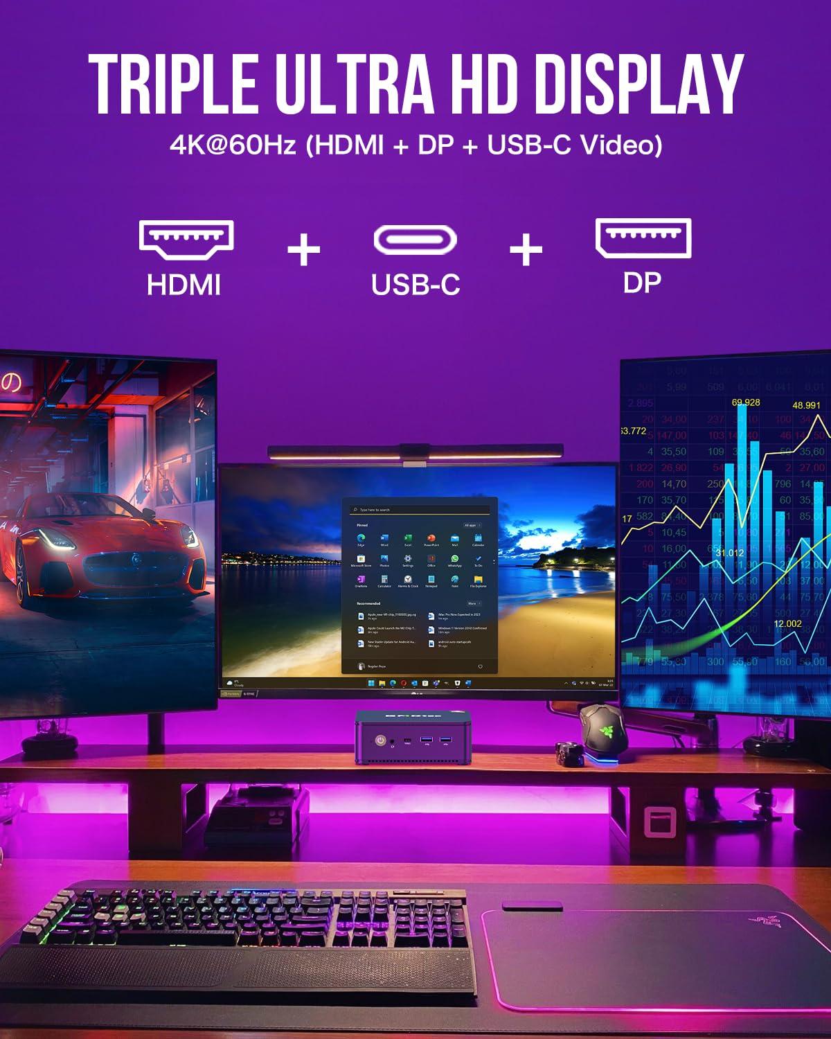 GMKtec GMKtec Mini PC AMD Ryzen 7 5825U (Turbo 4.5GHz) Dual NIC 2.5G Gaming Desktop Computers 16GB DDR4 512GB SSD Dual LAN 2.5G/ WiFi 6E, USB3.2, USB-C, BT 5.2, DP, HDMI, Dual Fan