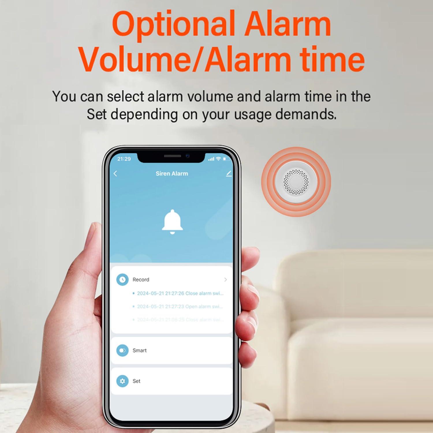 SENCKIT WiFi Smart Siren Alarm: Home Security Alarm with 100db Sounder, App Control, Smart Alarm Siren for Home Safety System & Smart Home Automation, Wireless Burglar Alarm, Compatible with Alexa