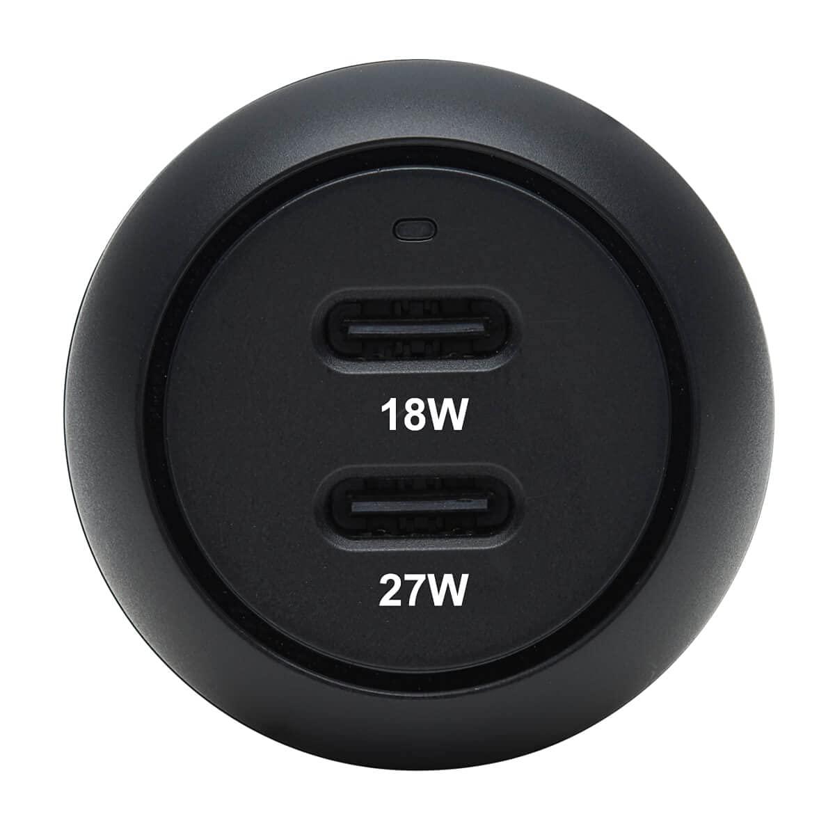 Tripp Lite Tripp Lite USB-C Car Charger, 45W PD Charging Dual Port USB-C Car Charger, USB-C 27W, USB-C 18W, Black (U280-C02-45W-2B)